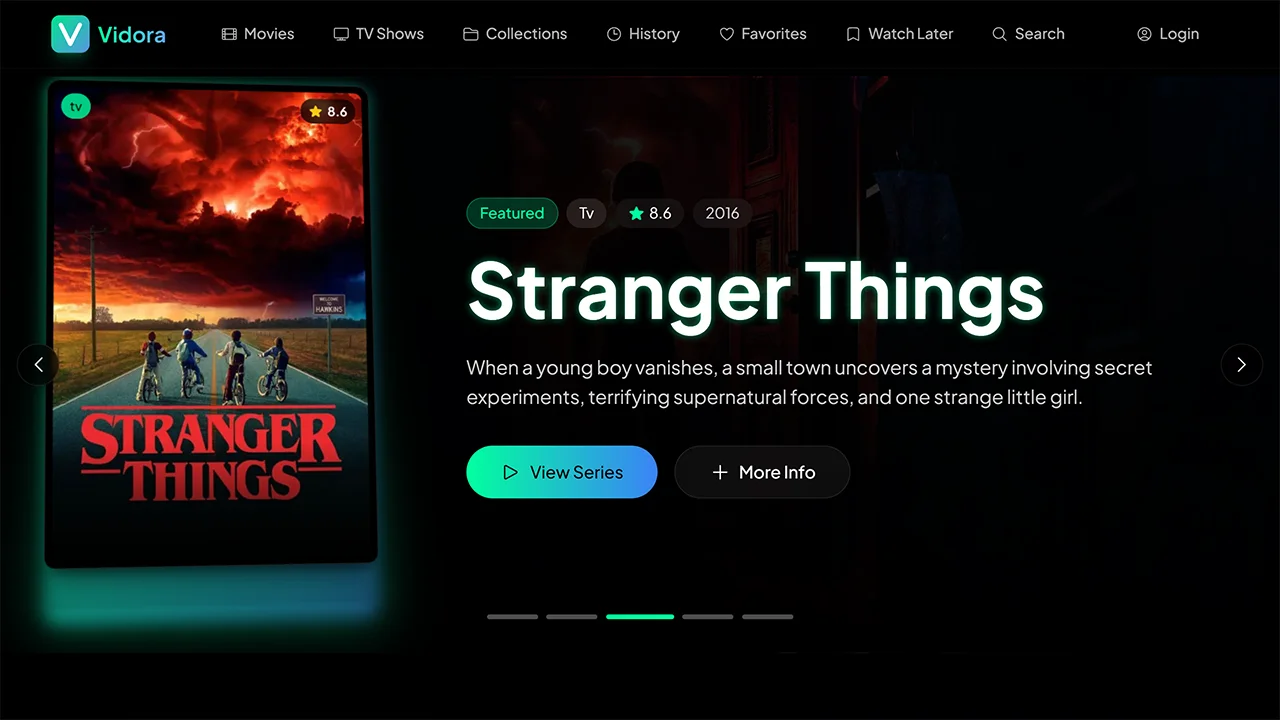 Vidora homepage preview