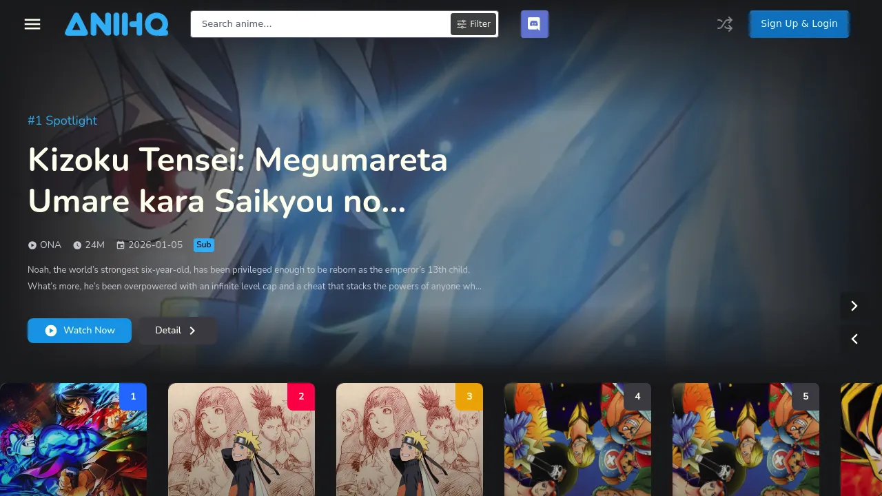 AniHQ homepage preview