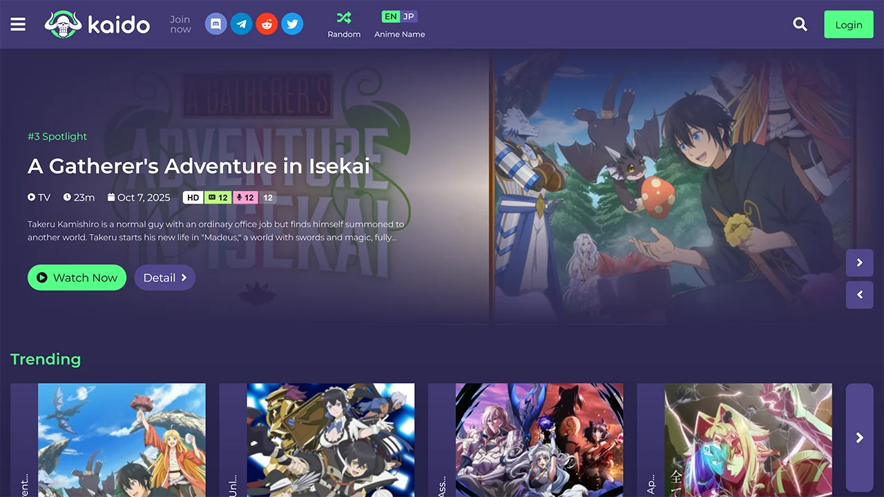 Kaido homepage preview