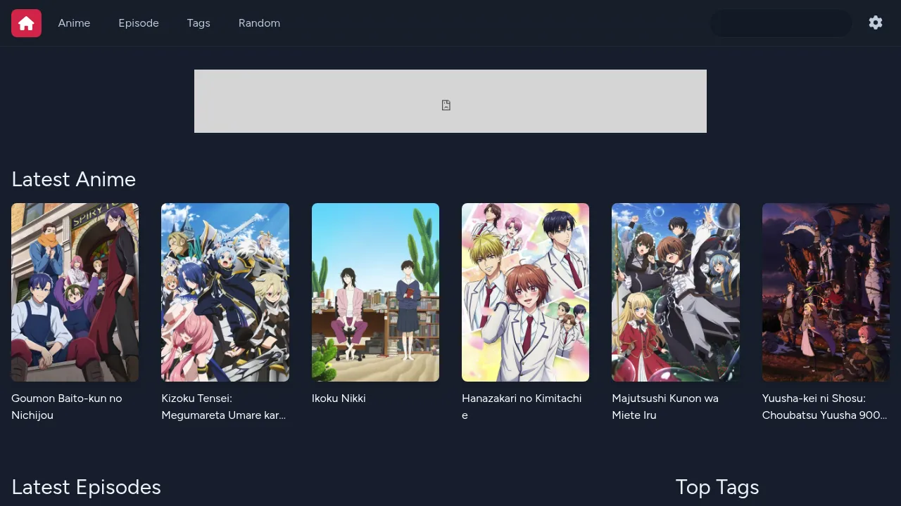 AniZone homepage preview