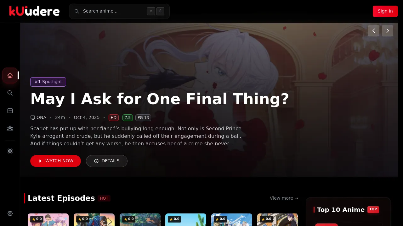 Kuudere homepage preview