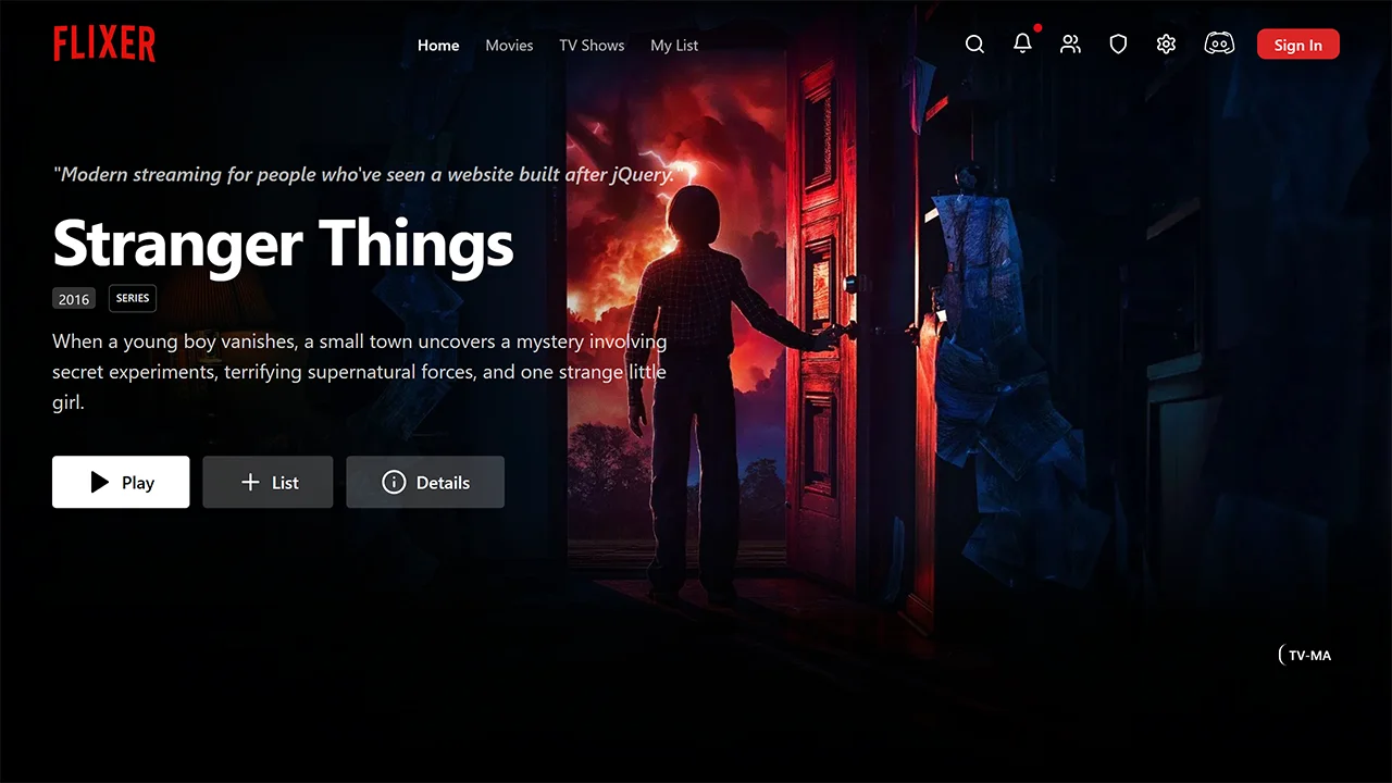 Flixer homepage preview