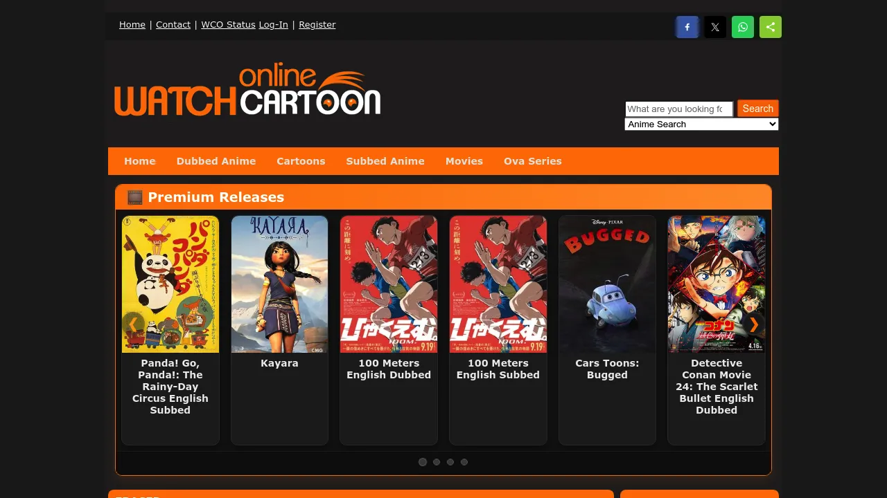 WcoFun homepage preview