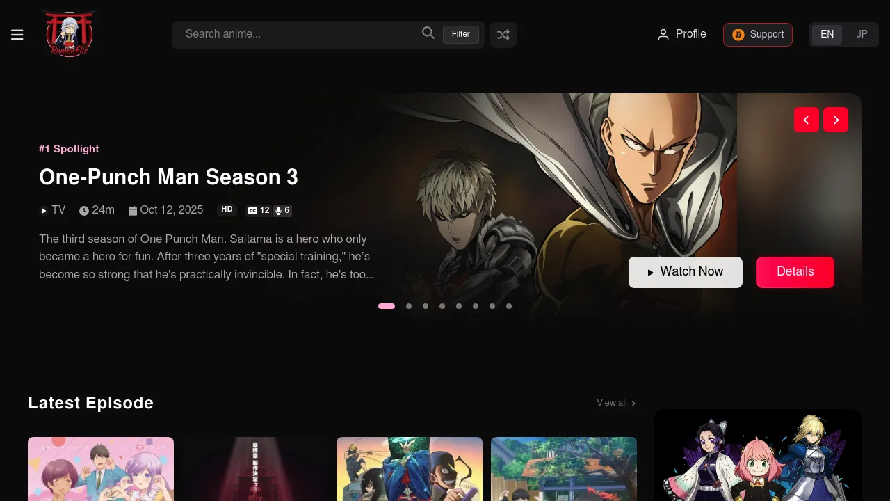 RamenFlix homepage preview