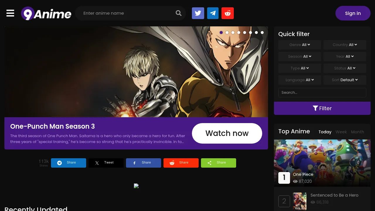 9anime homepage preview