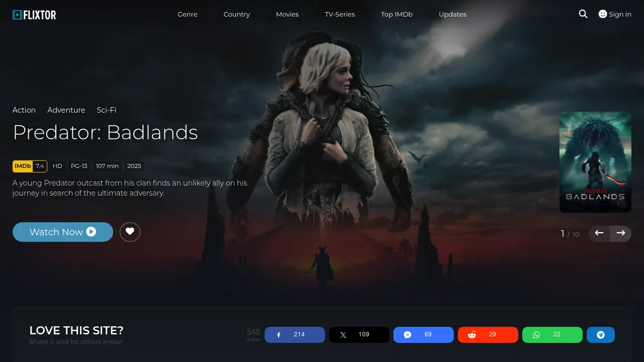 Flixtor homepage preview